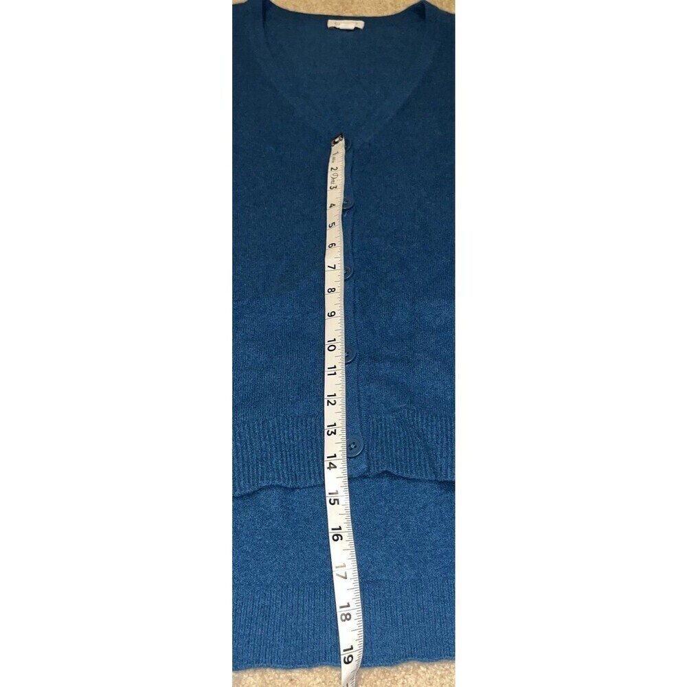 Garnet Hill (XS) Women’s 100% Cashmere Cardigan Sweater Teal Blue High Low - Picture 8 of 15
